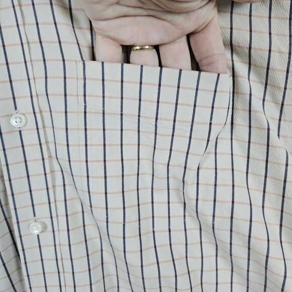 Cutter & Buck Beige Windowpane‎ 100% Cotton XL Short Sleeve Button Up/Down Shirt - Picture 3 of 10